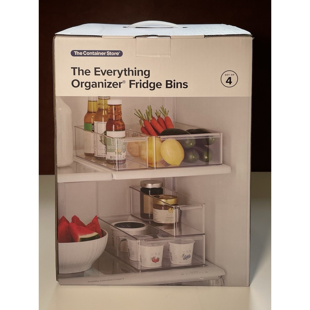 The Everything Organizer Fridge Bins 4 pc Container Store NEW IN BOX 2 sizes